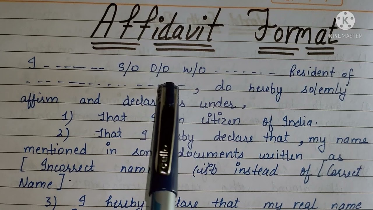 Meaning Of Affidavit | Format of Affidavit | How to Write an Affidavit In English