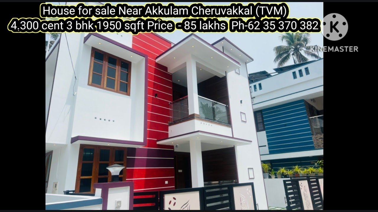 House for sale Near Akkulam Cheruvakkal(TVM)4.3cent 3bhk 1950sqft Price  - 85 lakhs Ph-62 35 370 382