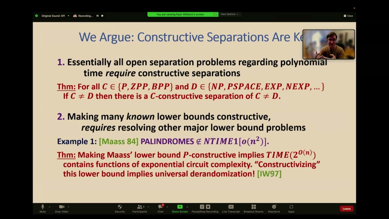Ryan Willliams: Constructive Separations and Their Consequences