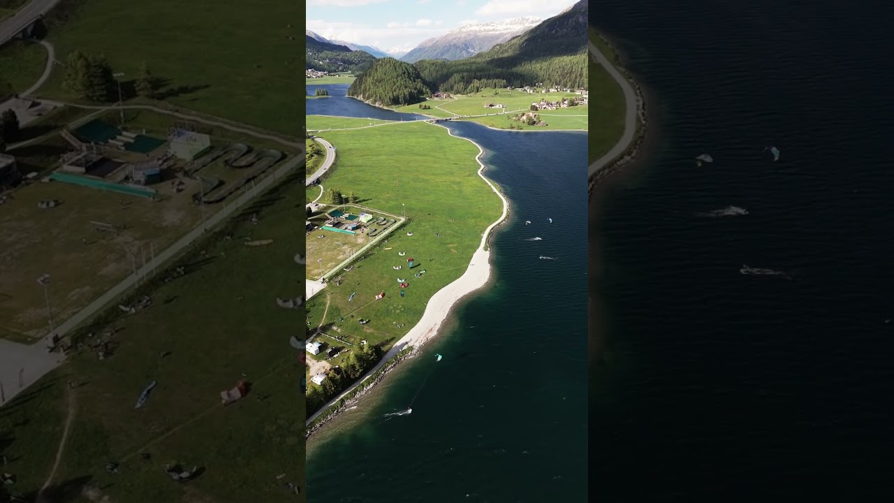 Drone Shot Watersports Spot Lake Silvaplana