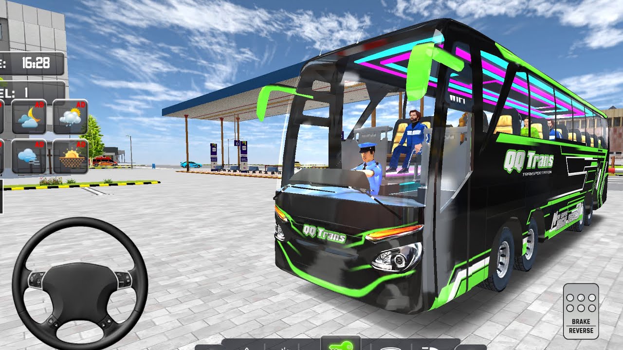 American bus driving gaming video 4K trading video