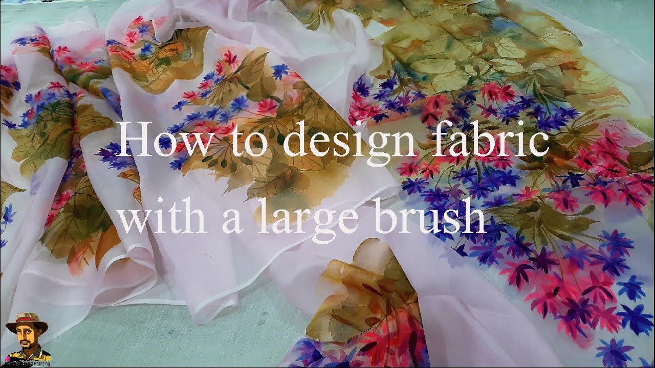 How to design on fabric with large brush || Perfect Pattern on  kurti cloth Painting Design