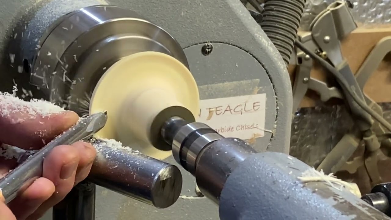 Woodturning a cowboy hat using my carbide chisels