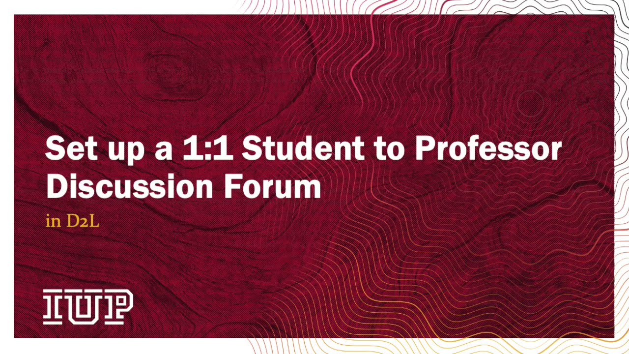 D2L Discussion Forum 1:1