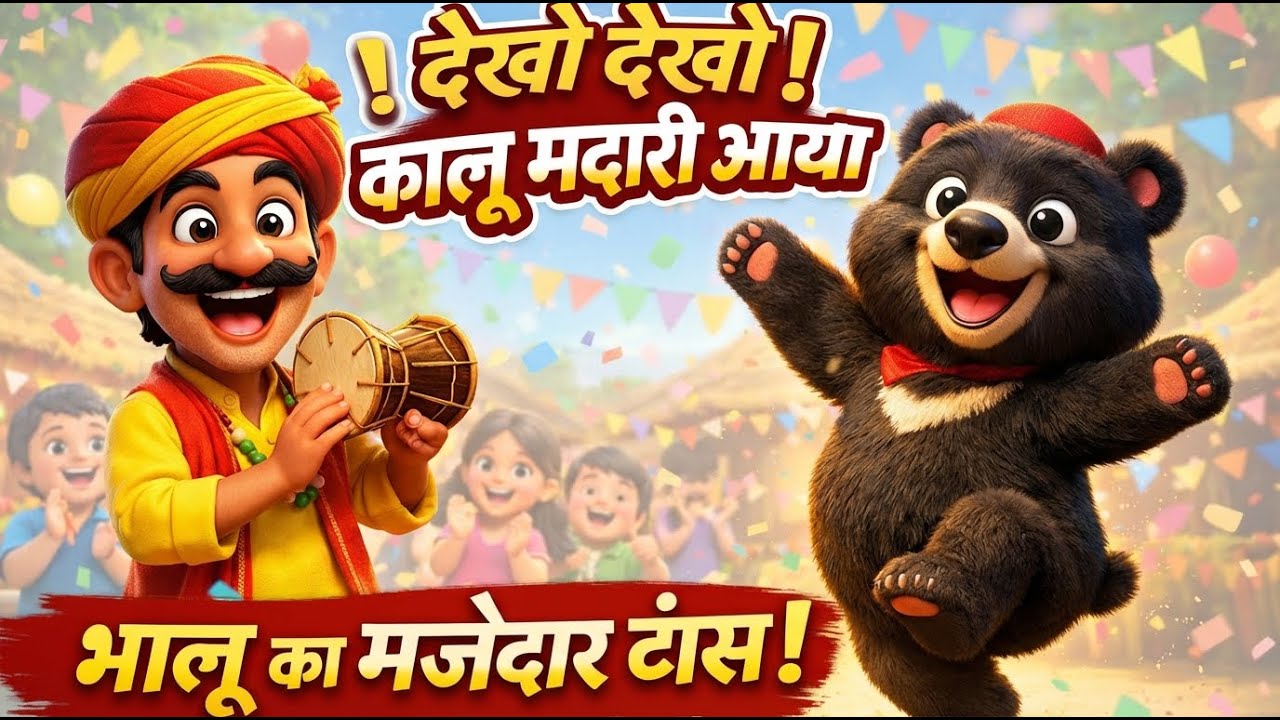 Kalu Madari Aaya | कालू मदारी आया | Hindi Nursery Rhyme for Kids | Dancing Monkey Song 🐒🎵 | Poem