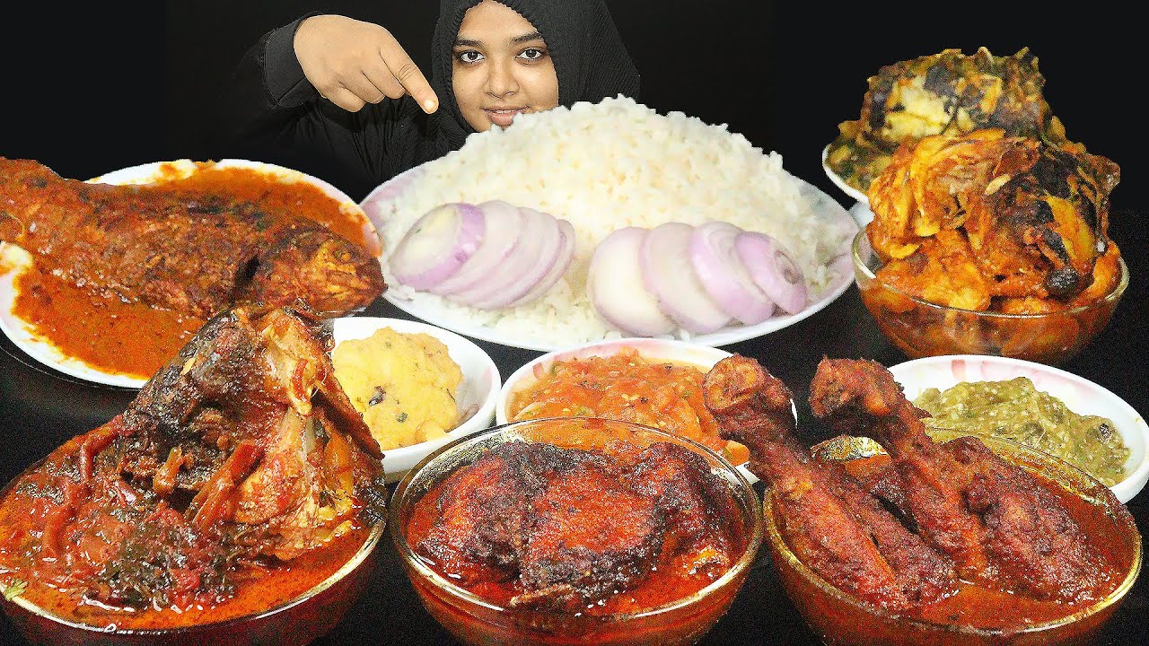 FISH CURRY, FISH HEAD+RED SPINACH CURRY, FISH KALIA, CHICKEN CURRY, TARROW ROOT+FISH HEAD, BIG BITES