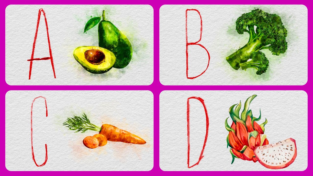 ABC Fruits and Vegetables Names |  Learn Fruits and Vegetables with Fun and Educational Facts
