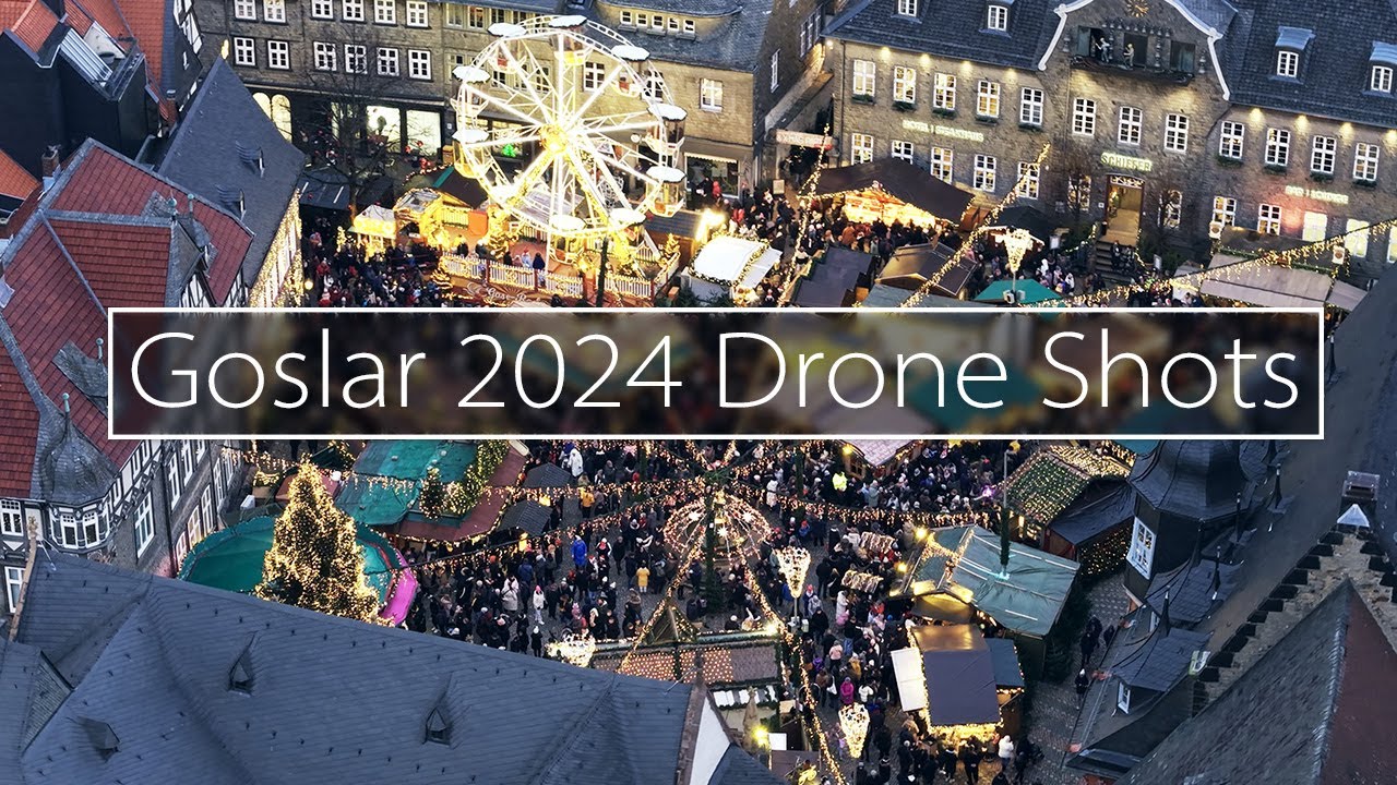Goslar Weihnachtsmarkt, Harz - Wintertime - Droneshot