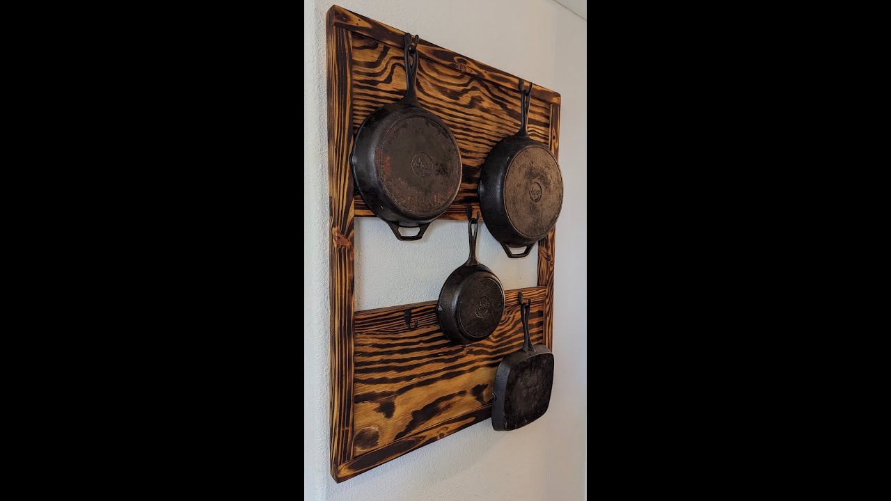 Shou Sugi Ban-ish Cast Iron Skillet Rack | Woodworking DIY