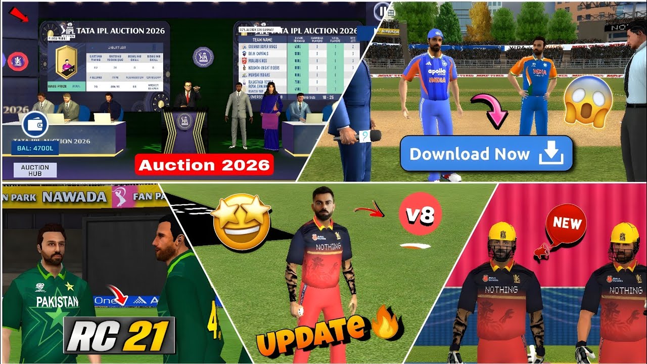 🤯Omg Real Cricket 21 v8 Big Update🔥| New IPL Auction 2026🥳 | New features wct20 jersey update Review
