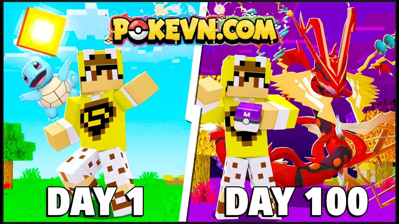 T&Oacute;M TẮT 100 NG&Agrave;Y TRONG MINIECRAFT PIXELMON THẦN TH&Uacute; NGUY&Ecirc;N THỦY !