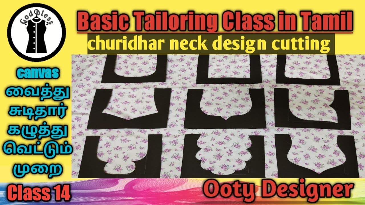 Simple Neck Design For Chudithar Cutting Using Canvas In Tamil||Class:14||Must Watch!