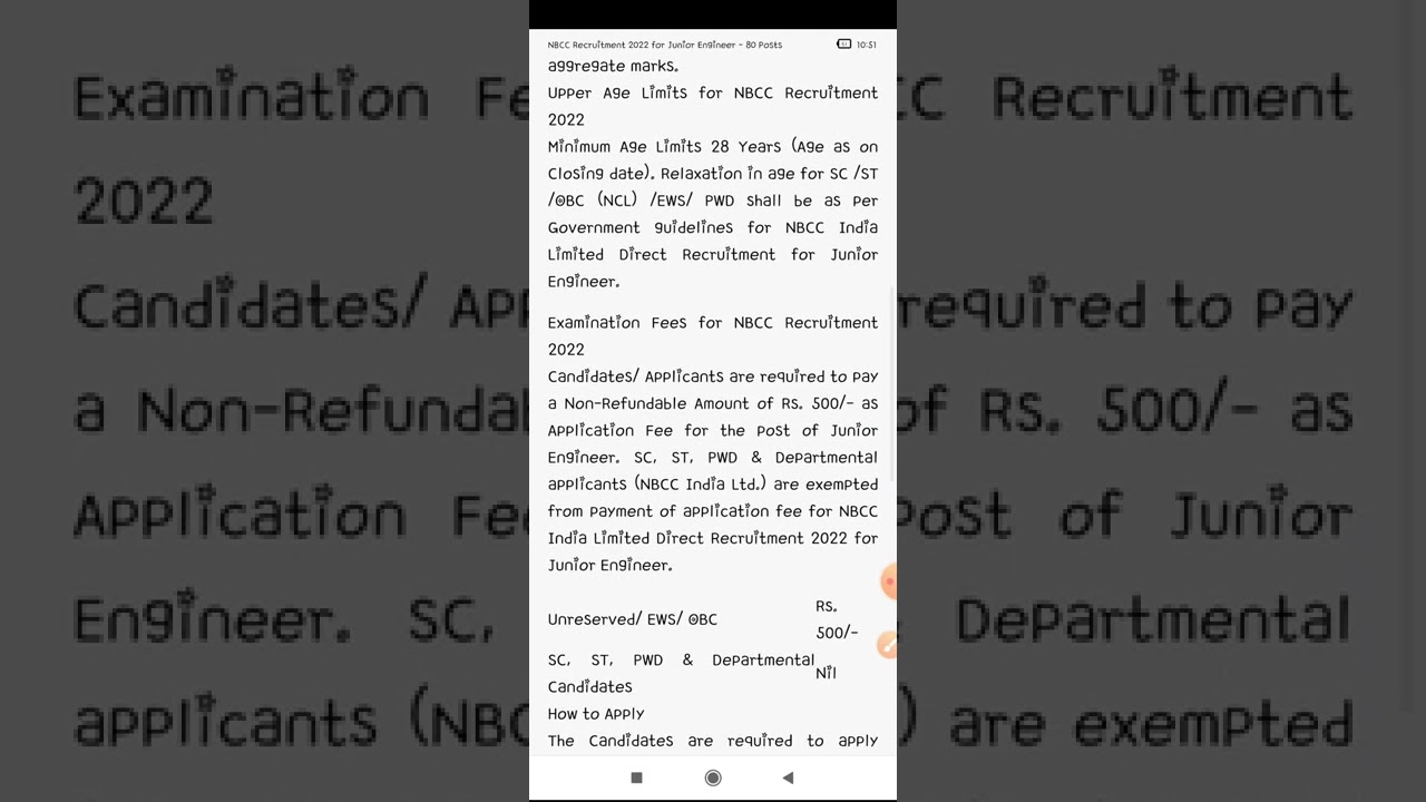 NBCC Recruitment 2022 for Junior Engineer - 80 Posts