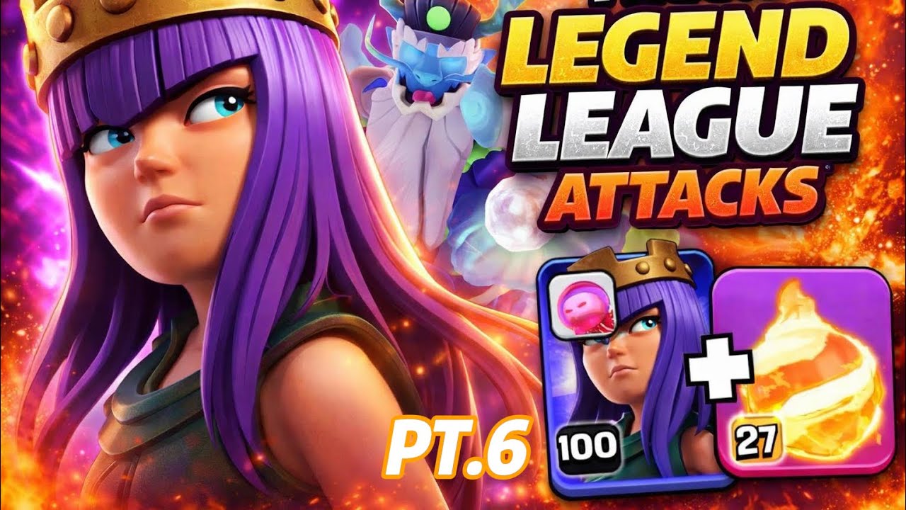 Legend Attacks December Season Meteor Golem+Queen Charge Fireball With Army Link+ 3 bases