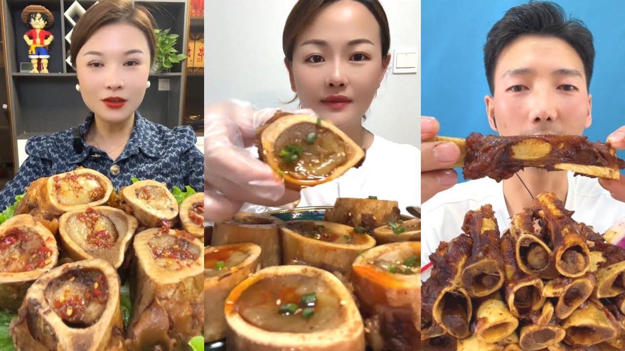 Dessert Chinese Mukbang Eating Show | Red beef bone marrow | Beef Bone Marrow Challenge #23(P67-P69)