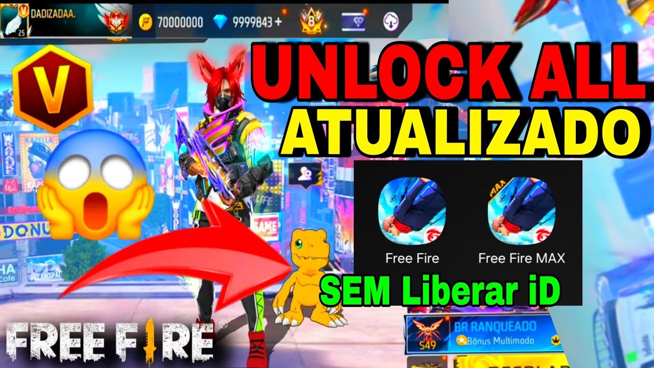 SAIU! 😱NOVO UNLOCK ALL VIP NO FREE FIRE NORMAL ATUALIZADO FUNCIONANDO E PEGANDO (Sem Liberar iD)