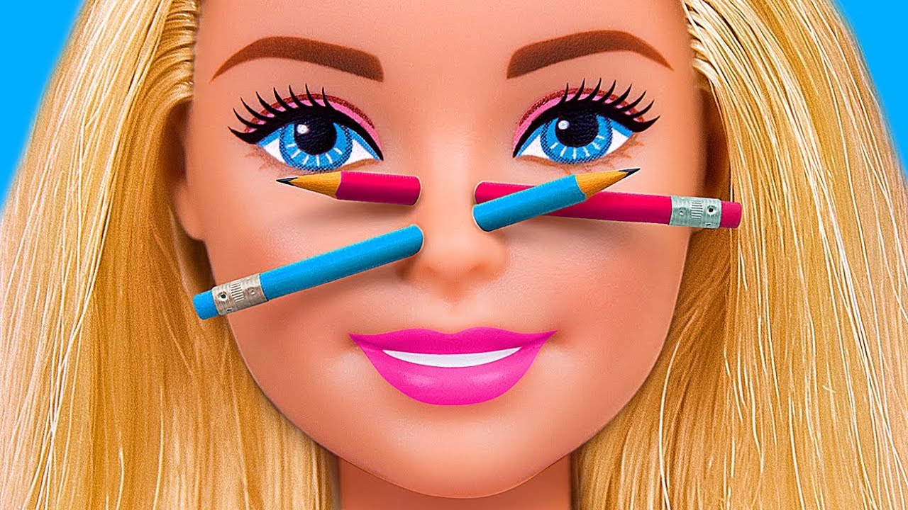 MINIATUROWE PRZYBORY SZKOLNE DLA BARBIE / 11 LIFEHACK&Oacute;W I RĘKODZIEŁ DLA BARBIE