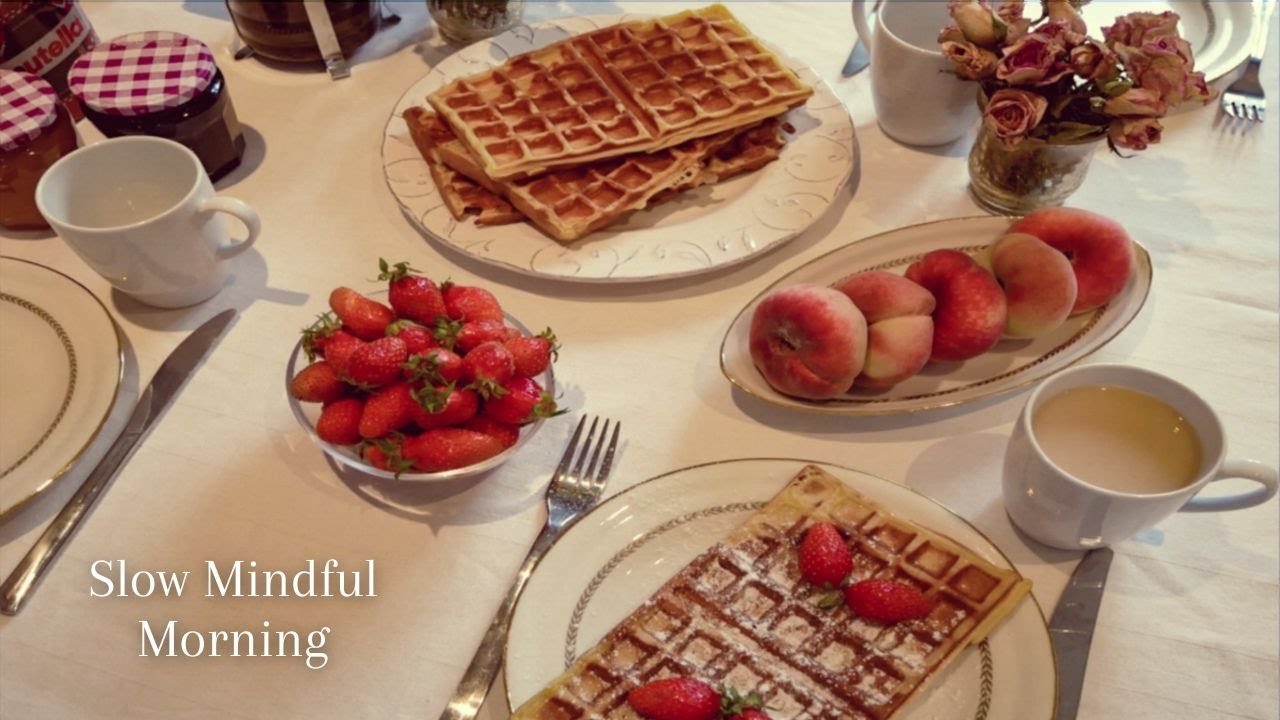 Simple Morning Breakfast | Slow Living Silent Vlog |  French Waffles