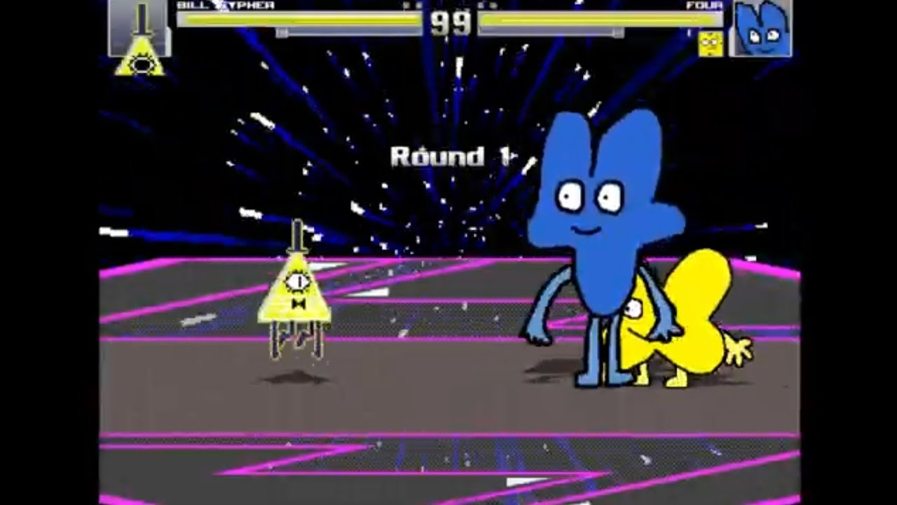 Four & X VS. Bill Cipher (BFDI VS. Gravity Falls) | M.U.G.E.N