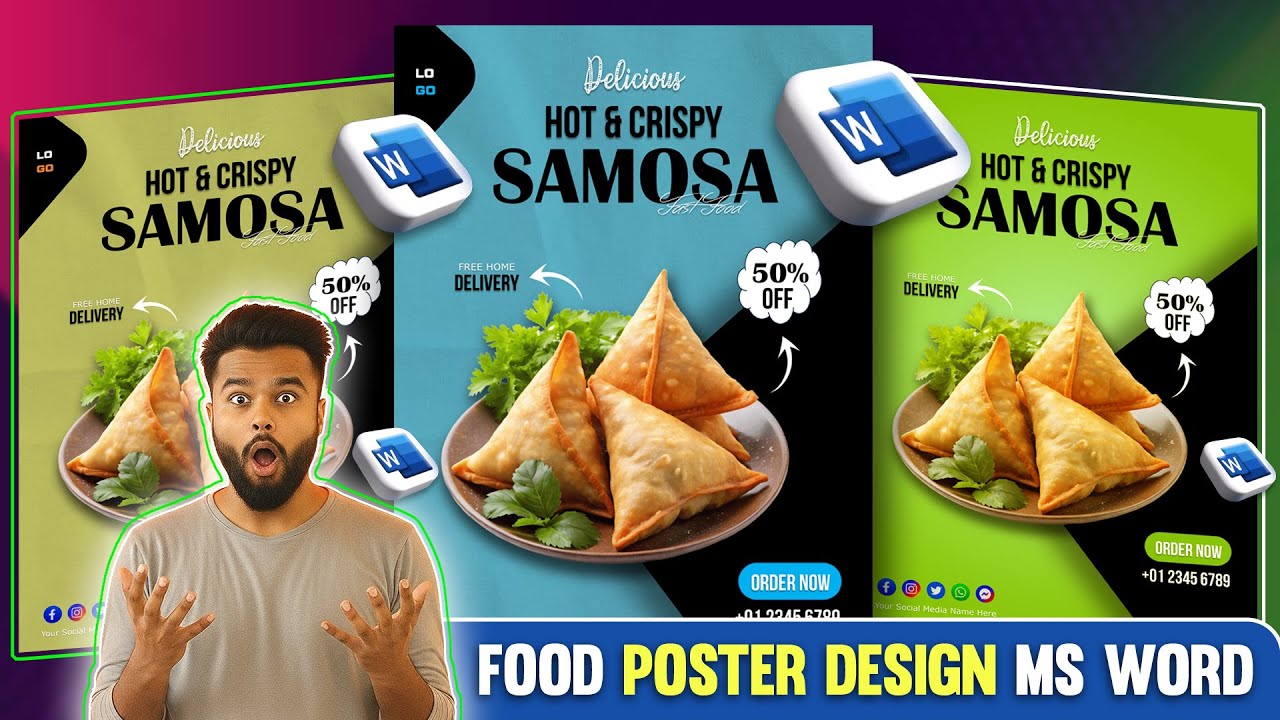 MS Word me Food Poster Design kaise banaye | Restaurant & Fast Food Poster Hindi Tutorial