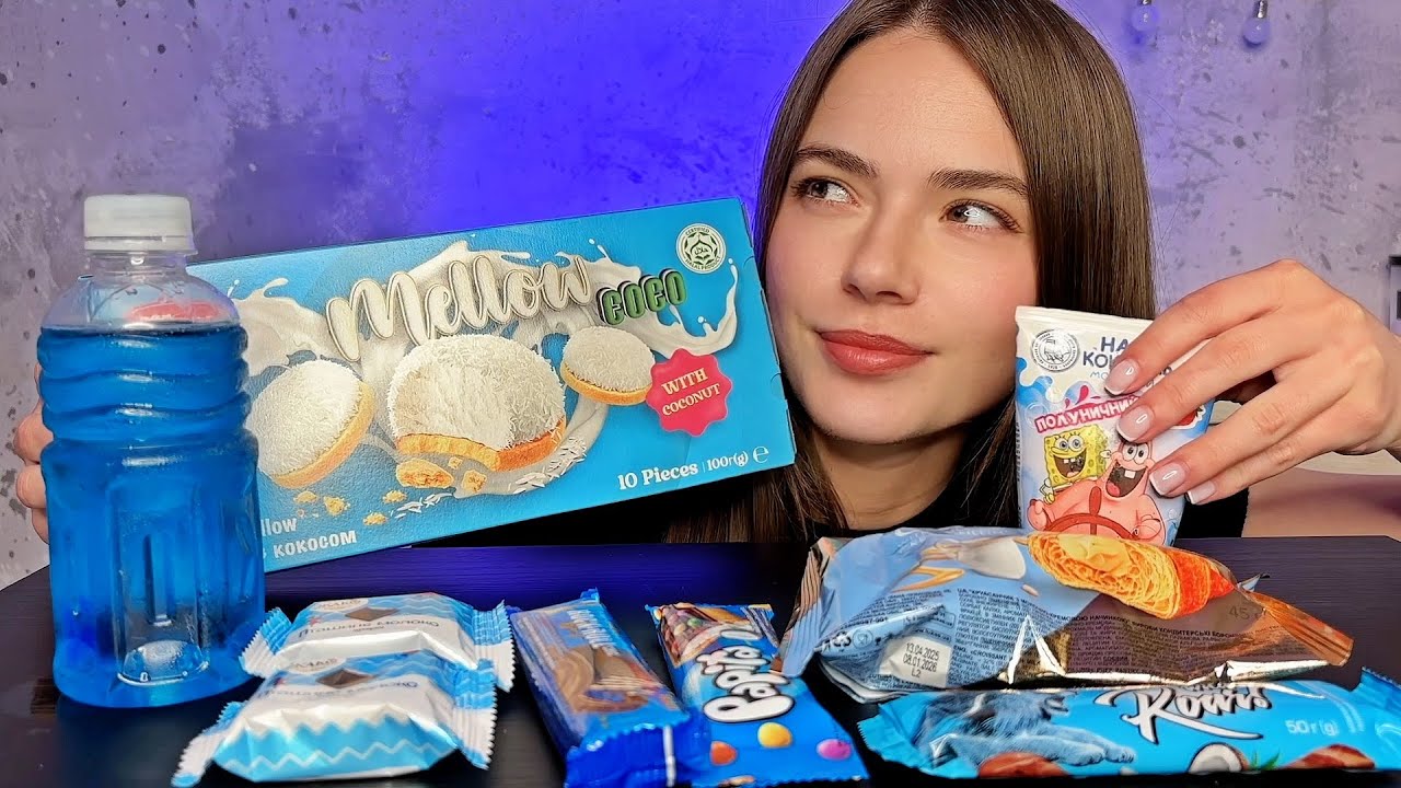 ASMR ASMR 테스트 및 파란색 사탕 먹기 BLUE SWEETS eatyng mukbang