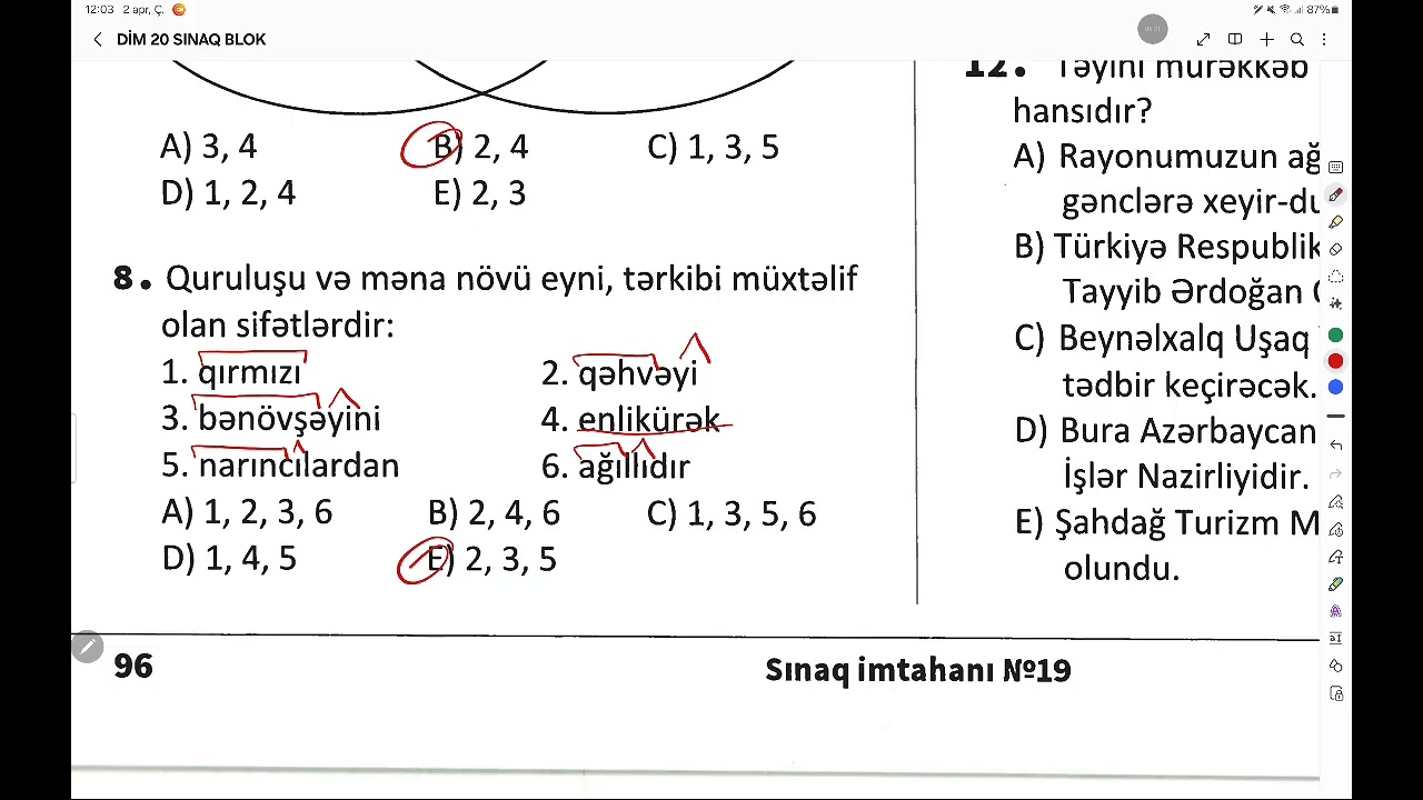 DİM Blok sınaqlarının izahı - Sınaq 19 (Hüseynov İsmayıl)