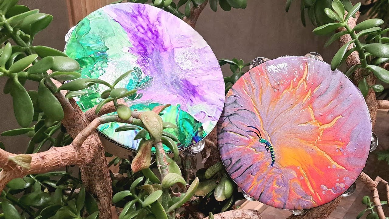 They always sellout. How to paint Tambourines. #tambourine  #fluidart #art  #painting #artselling
