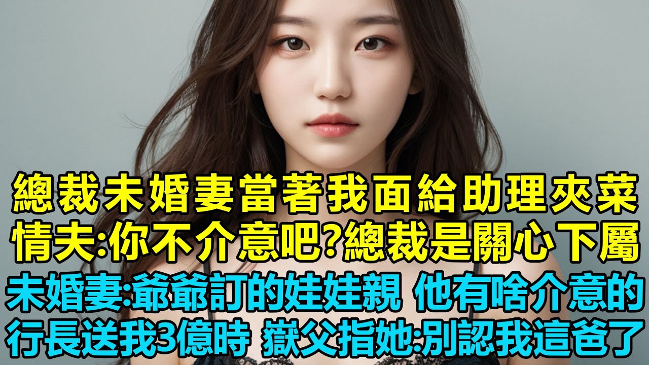 總裁未婚妻當著我面給助理夾菜，情夫挑釁：你不介意吧？總裁是關心下屬！未婚妻搶答：他是爺爺訂的娃娃親對象，他有啥好介意的，行長送我3億時，嶽父指她：別認我這個爸了！