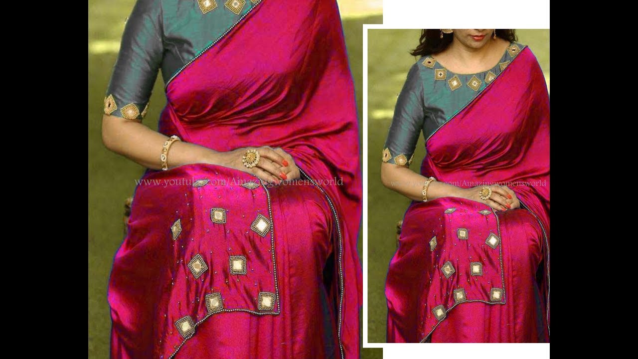 Most Beautiful Square Mirror Design with Normal Stitching Needle- Aari/Maggam Work/Hand Embroidery