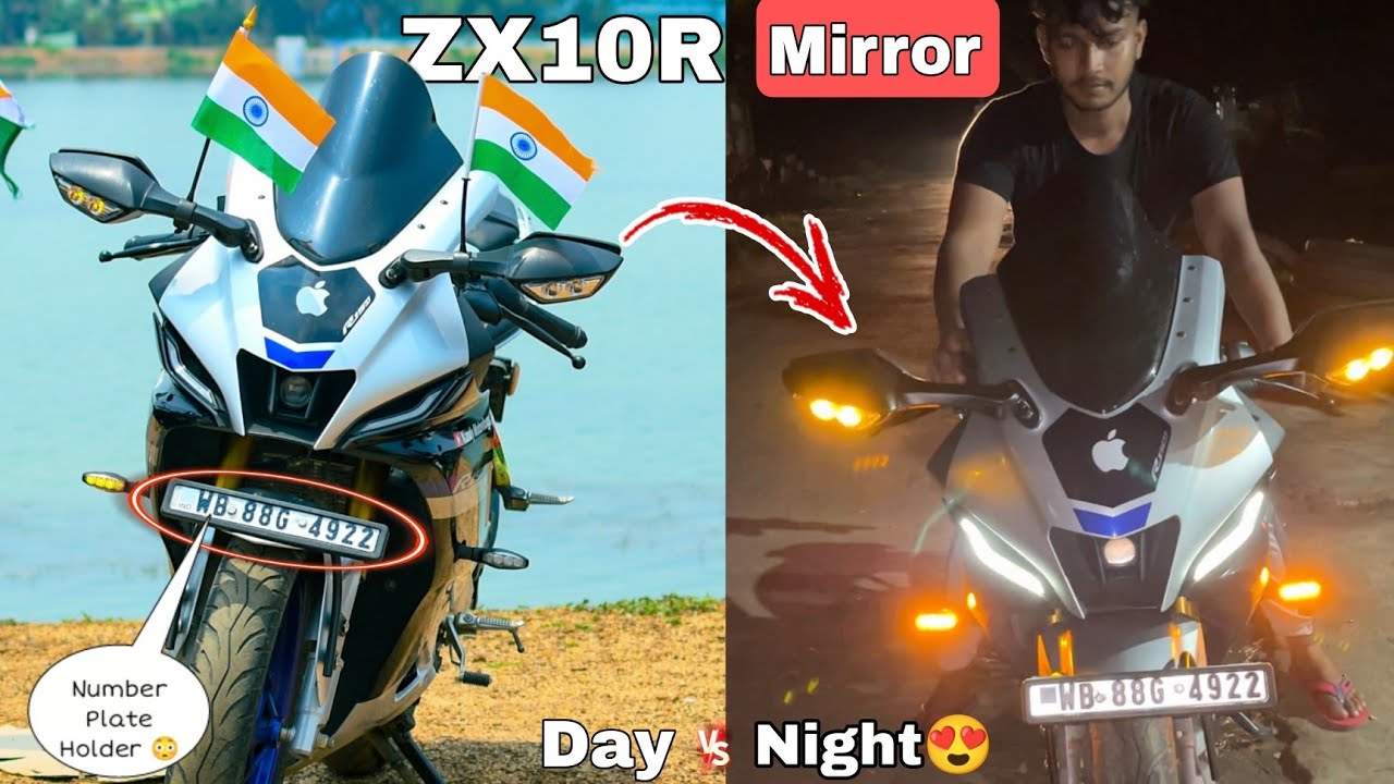 Zx10R Mirror Modification in R15M/R15V4 || Number Plate Holder Modified