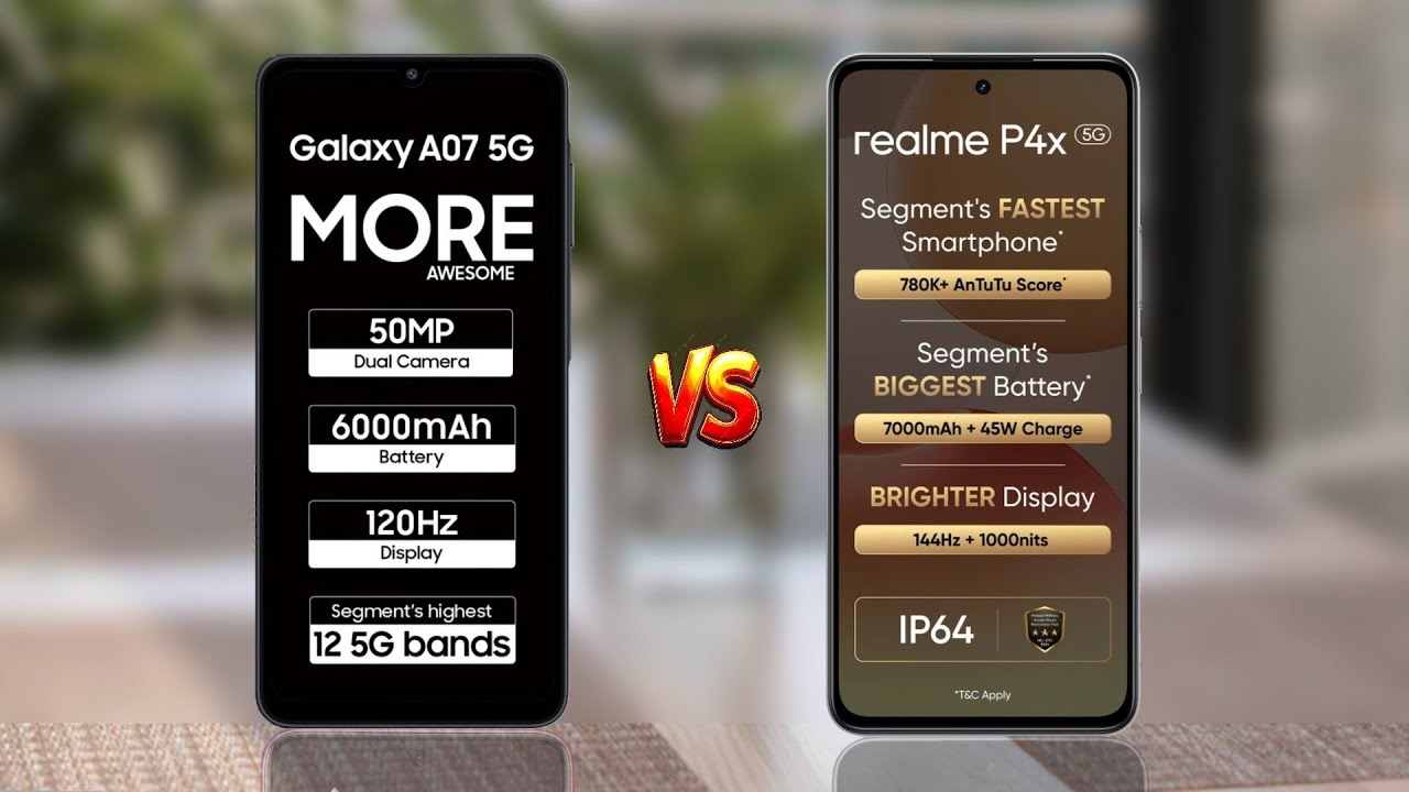 Galaxy A07 5G Vs Realme P4X 