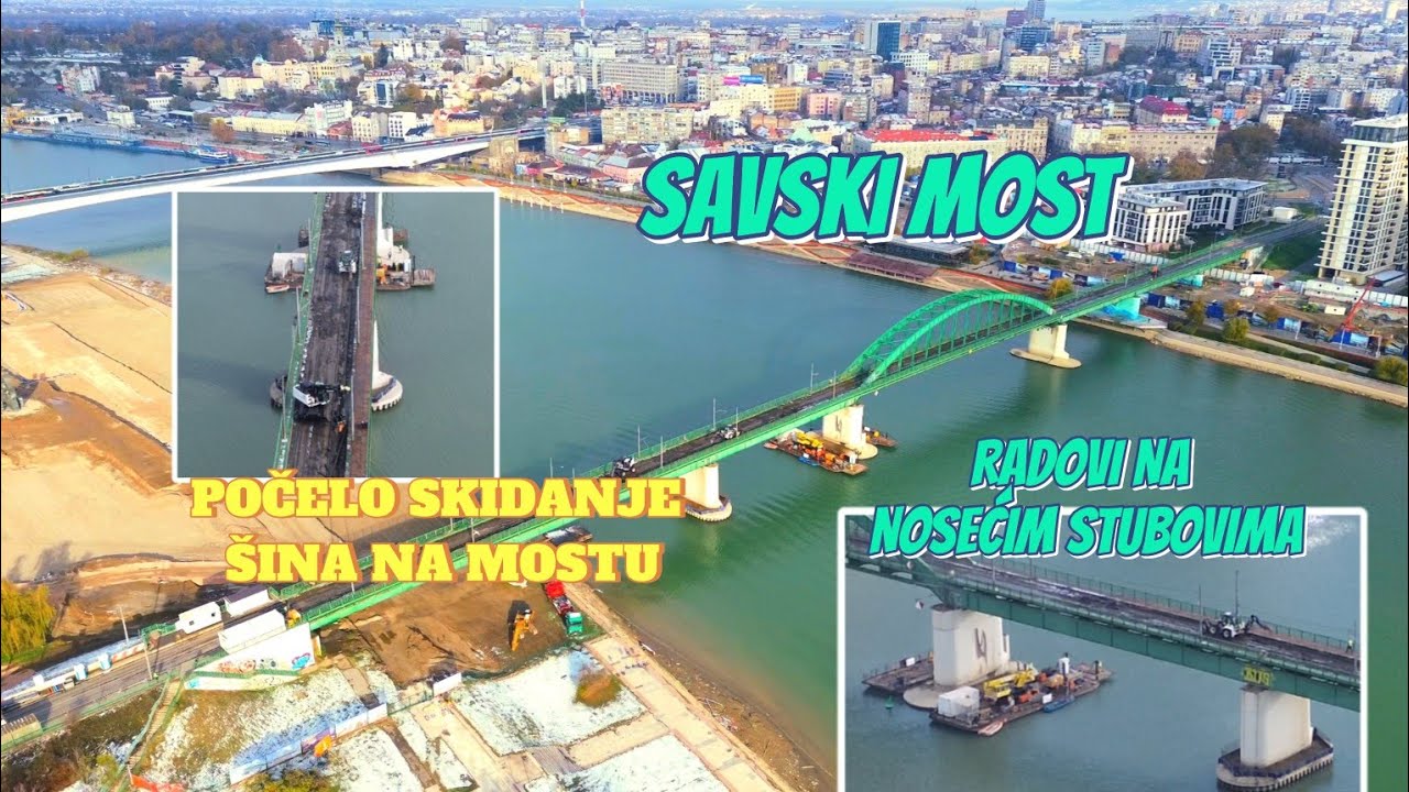 Beograd SAVSKI MOST radovi na prilazu mostu i na nosećim stubovima uz skidanje asfalta  dužinom NOVO