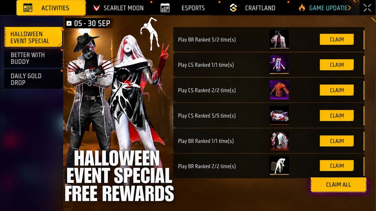 Claim Halloween Event All Free Rewards 🔥 The Unseen Event Free Rewards | OB55 Update | FF New Event