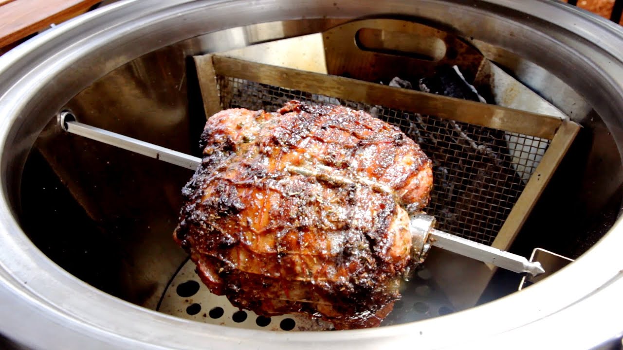 Leg of Lamb on the Rotisserie Recipe - Caliber Thermashell Kamado Charcoal Grill - BBQGuys