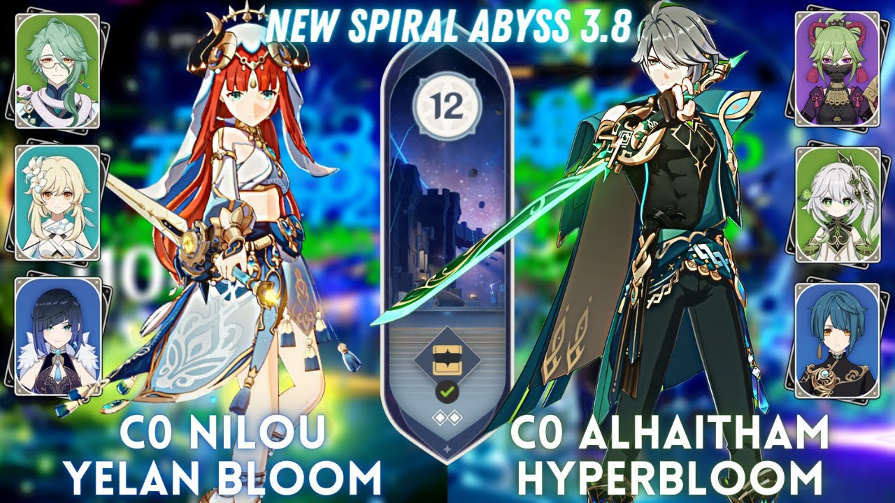 NEW SPIRAL ABYSS 3.8! C0 Nilou Yelan Bloom & C0 Alhaitham Hyperbloom | Floor 12 - 9⭐