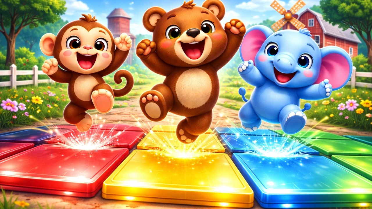 Green Field Animal Dance Party 🐻🐵🐘 | Happy Kids Music | 1 Hour Fun