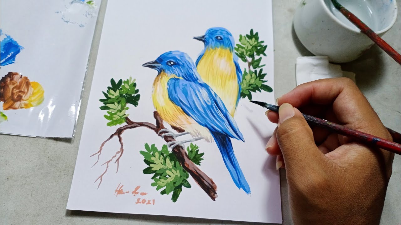 MEMBUAT LUKISAN BURUNG PAKEK CAT AKRILIK