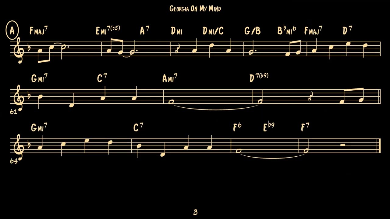 Georgia On My Mind - F Major - Sheet Music with Backing Track