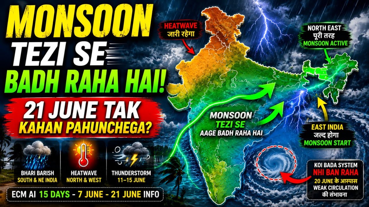 Monsoon Is Now Racing Across India! Where Will It Reach By 21 June? | ECMWF AI 15 Days Rainfall