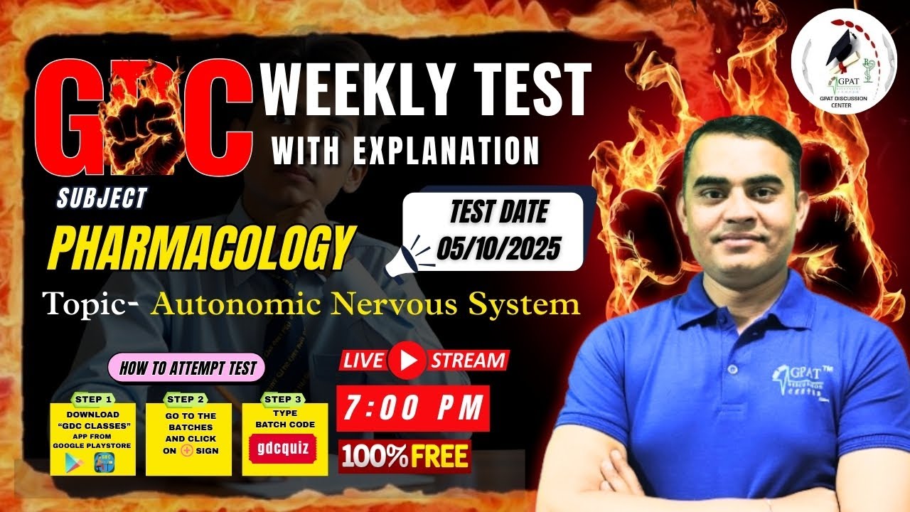 GDC Weekly Test | PHARMACOLOGY- Autonomic Nervous System | Detail Explanation #ans
