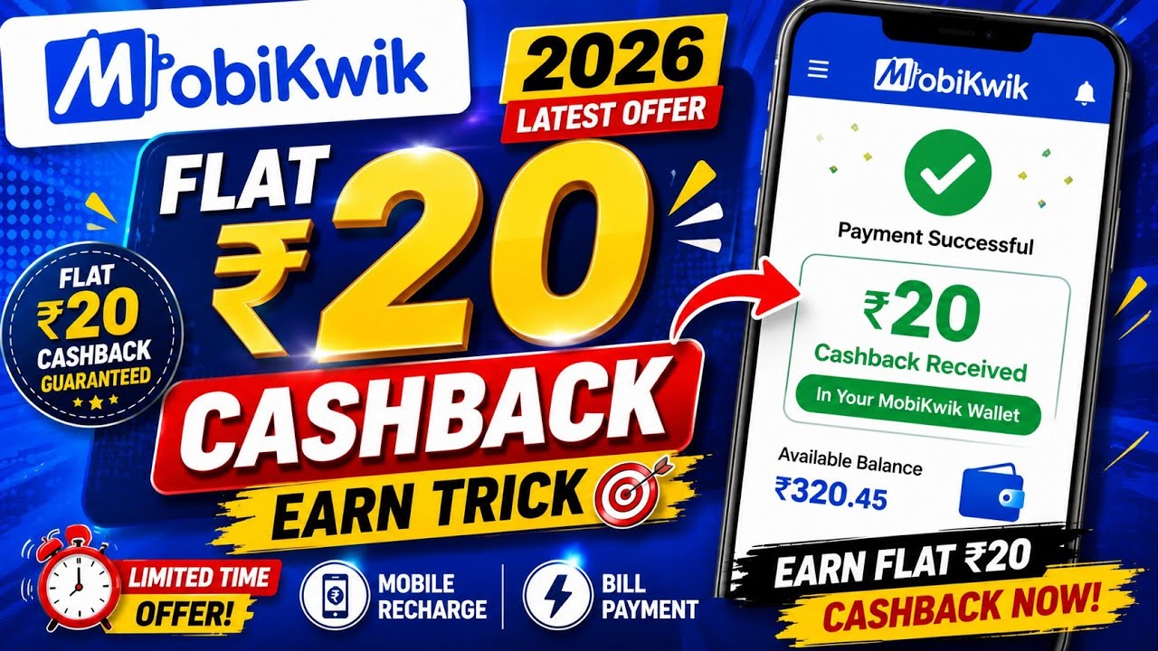 ​🔥 MobiKwik New UPI Loot: Get Flat ₹20 Instant Cashback! Live Proof & Free Earnings Trick (2026) 