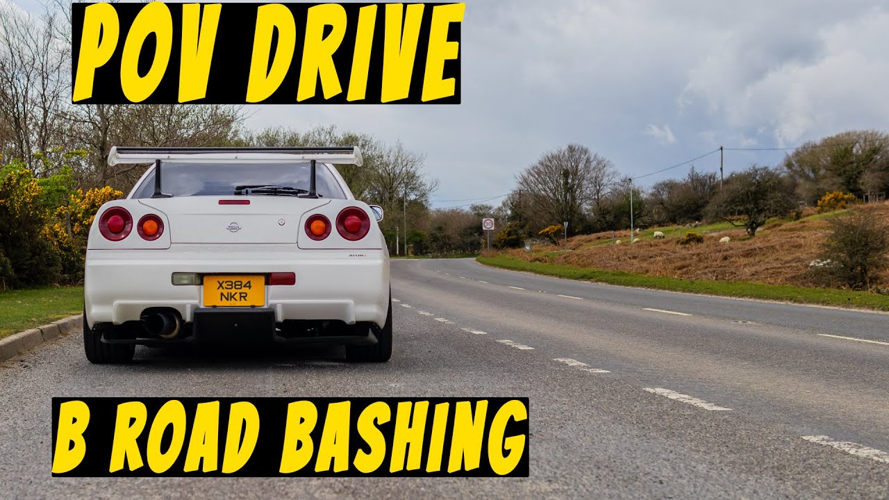 POV Onboard My 450+ BHP Nissan Skyline R34 GTT Bashing Some B Roads - I Hit a Pot Hole!