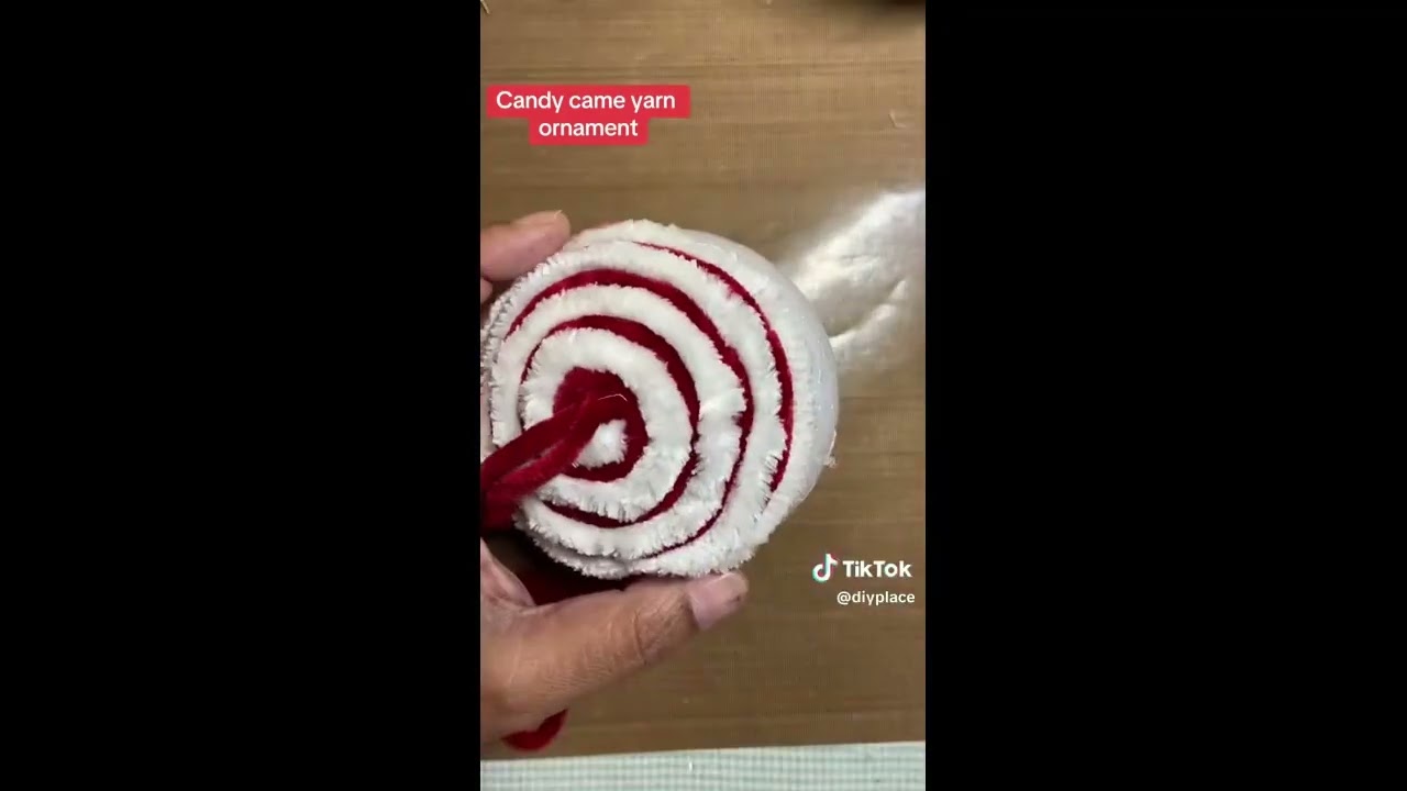 How to make a Candy Cane Yarn Christmas Ornament