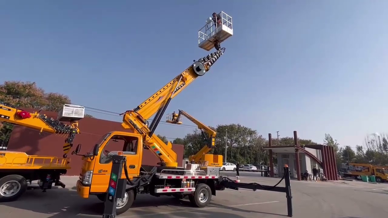 Customer visits factory and checks the aerial platform