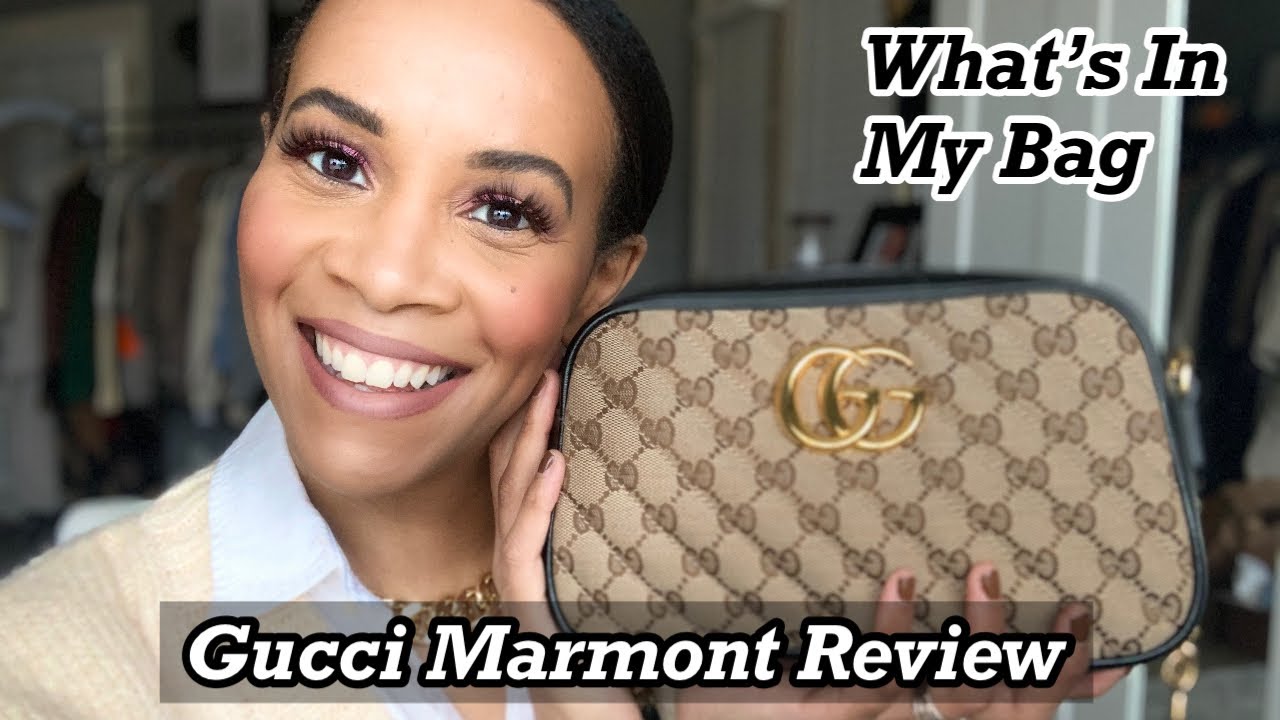 GUCCI MARMONT SMALL GG HANDBAG REVIEW | What's in my handbag | by Crystal Momon