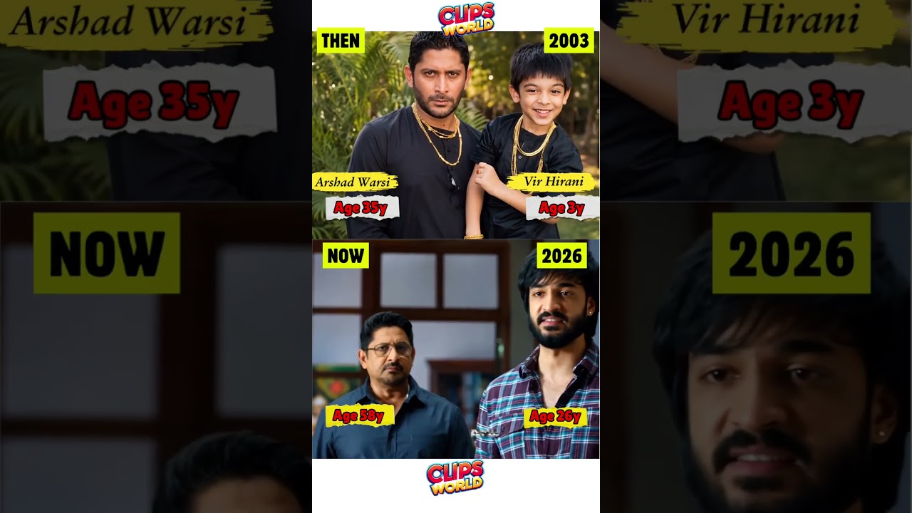 In 2003, Arshad Warsi,& kid Vir Hirani than now #fyp #arsadwarsi #virhirani #bollywood #sanjaydutt