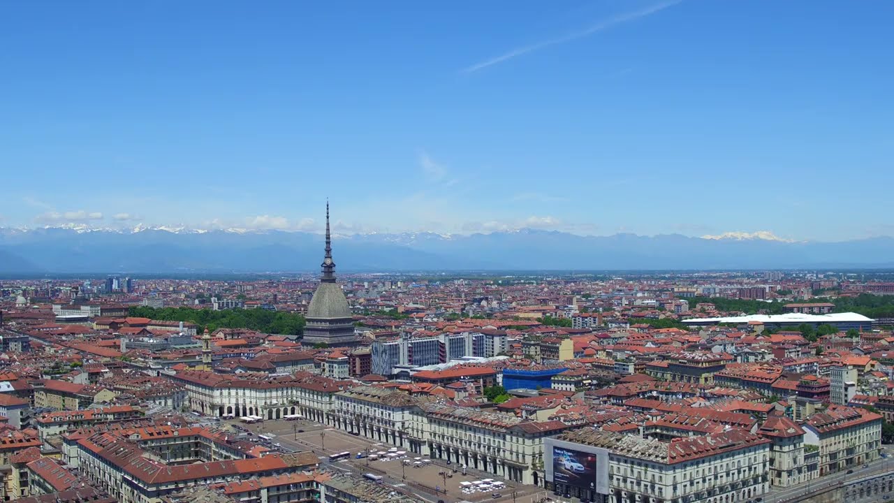 Aerial view of Turin, Italy (drone footage 4K)