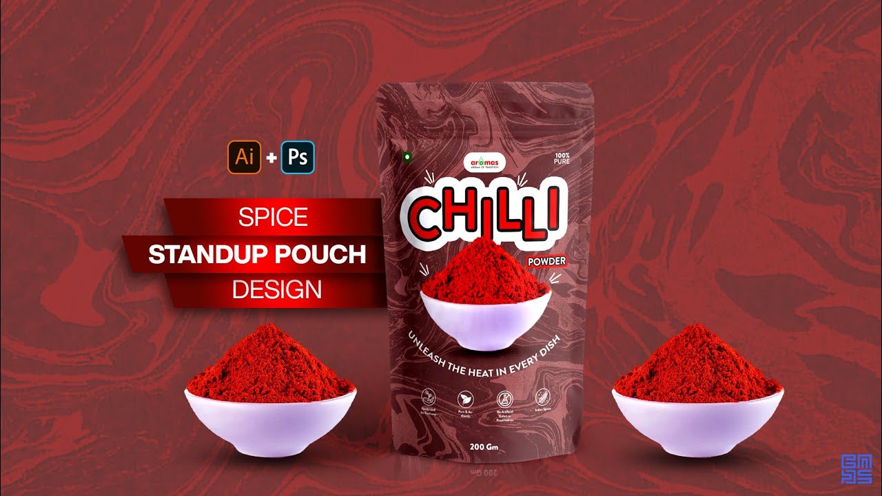 Spice Standup Pouch | Packaging Design | Adobe Photoshop and illustrator in HINDI / हिंदी