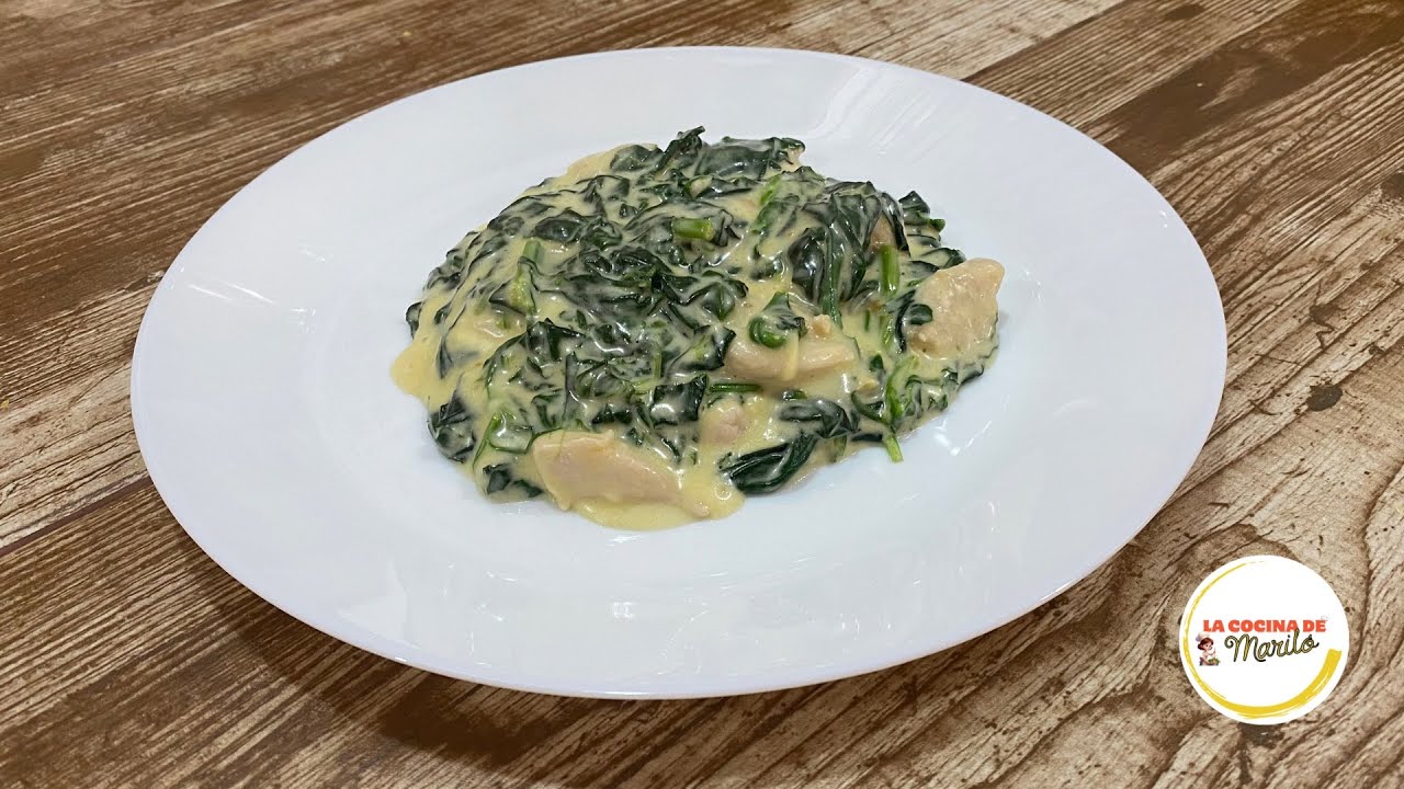 POLLO CON ESPINACAS 🥬 - rica, rápida y muy sabrosa