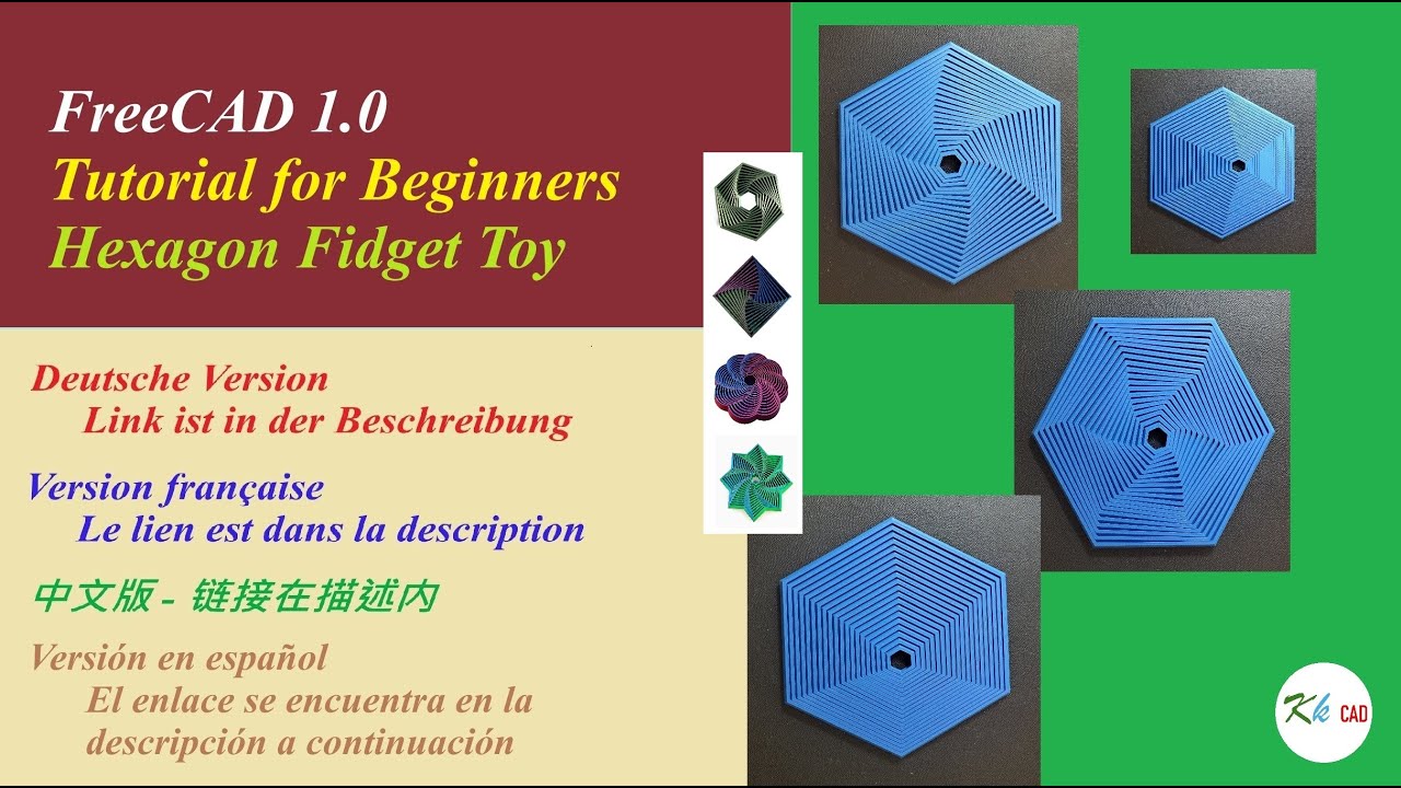 Учебные пособия по FreeCAD 1.0 для начинающих, шестиугольная игрушка-фиджет, 3D-печать.